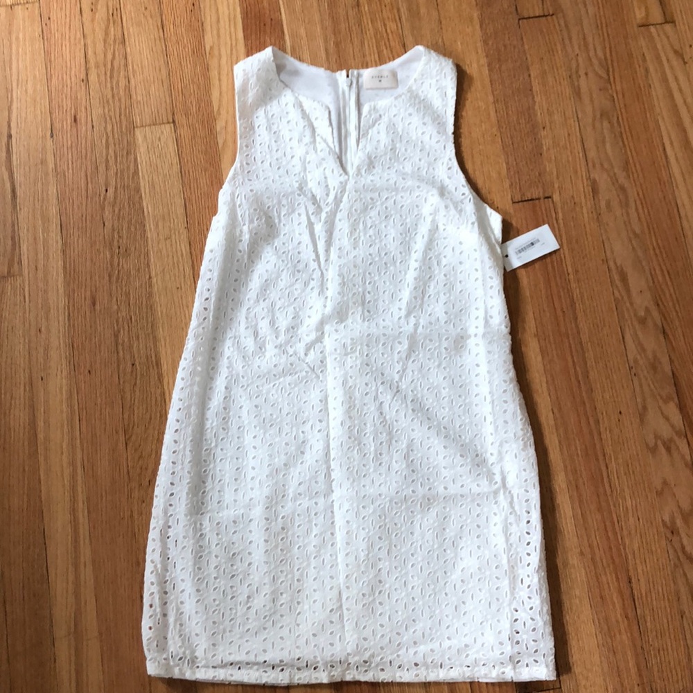 White keyhole embroidery dress, new with tags